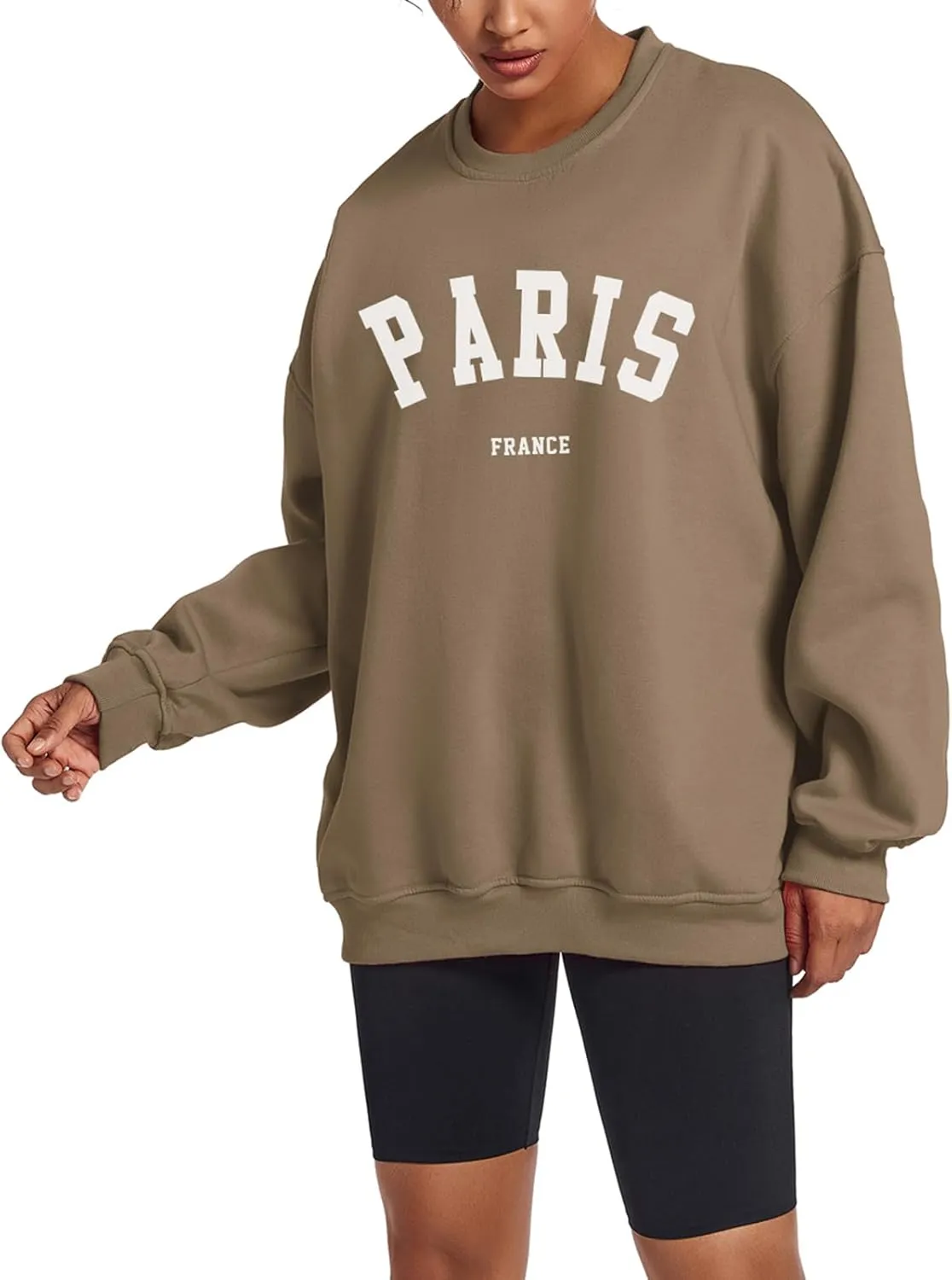 Tuislay Paris College Sweatshirt for Women Oversized Trendy Comfy Crewneck Sweatshirts Casual Graphic Pullover Tops Unisex