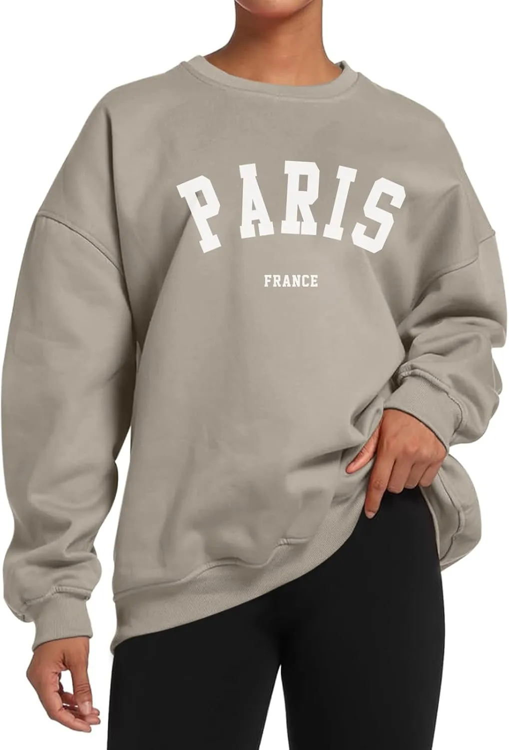Tuislay Paris College Sweatshirt for Women Oversized Trendy Comfy Crewneck Sweatshirts Casual Graphic Pullover Tops Unisex