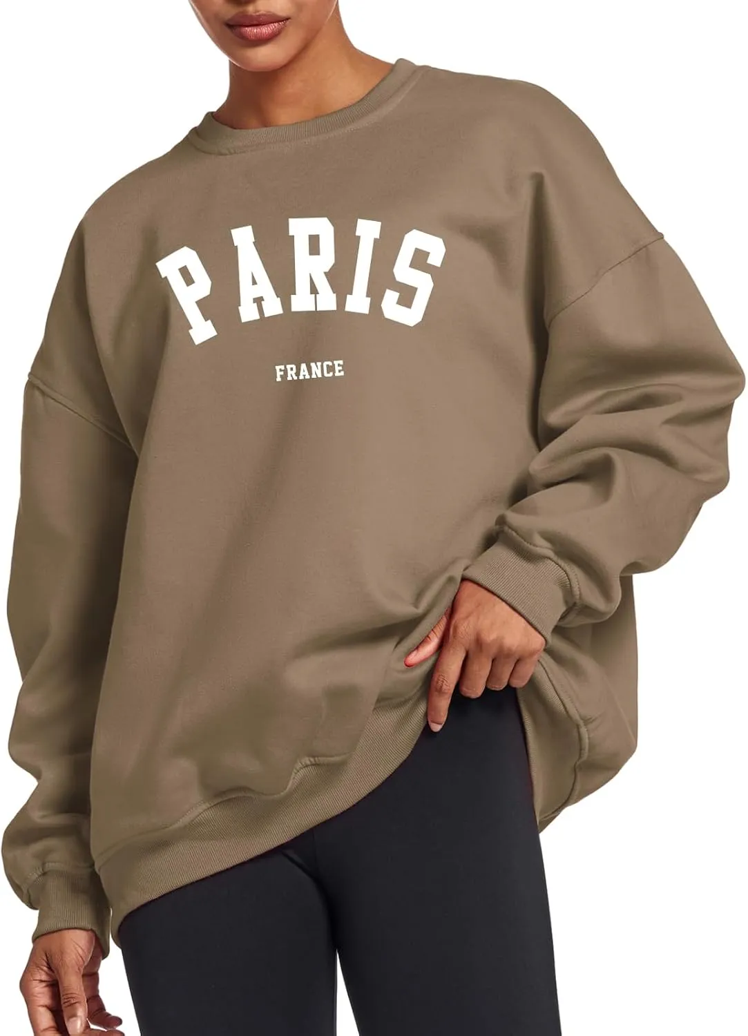 Tuislay Paris College Sweatshirt for Women Oversized Trendy Comfy Crewneck Sweatshirts Casual Graphic Pullover Tops Unisex