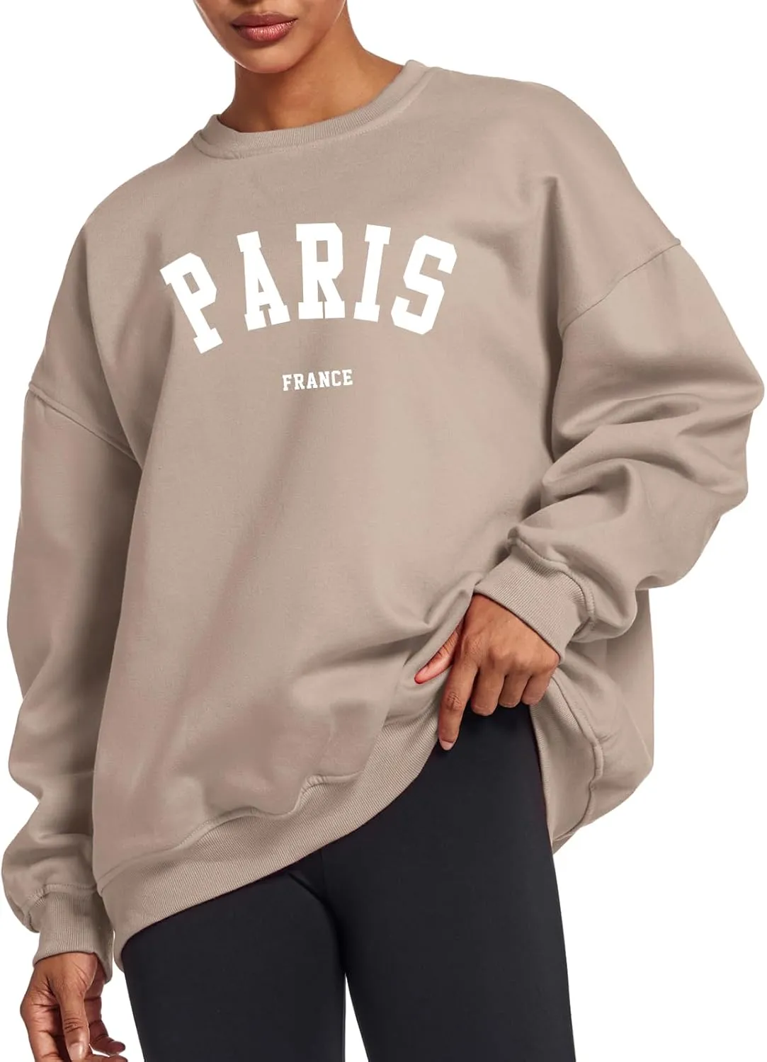 Tuislay Paris College Sweatshirt for Women Oversized Trendy Comfy Crewneck Sweatshirts Casual Graphic Pullover Tops Unisex