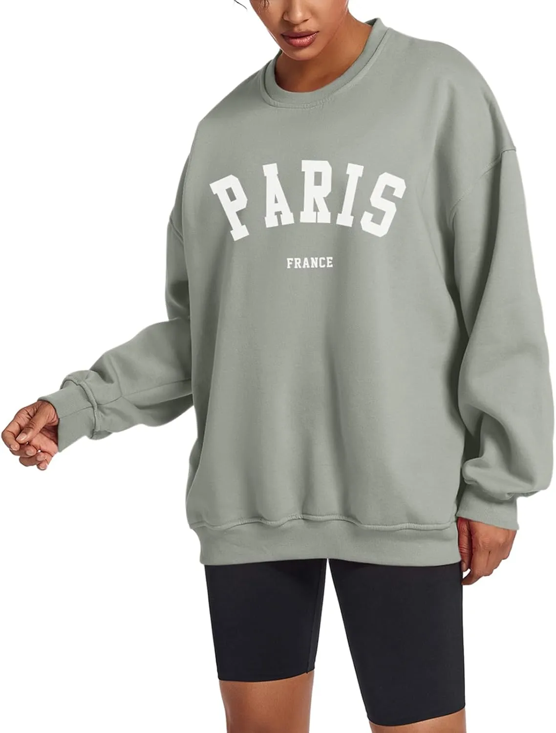 Tuislay Paris College Sweatshirt for Women Oversized Trendy Comfy Crewneck Sweatshirts Casual Graphic Pullover Tops Unisex