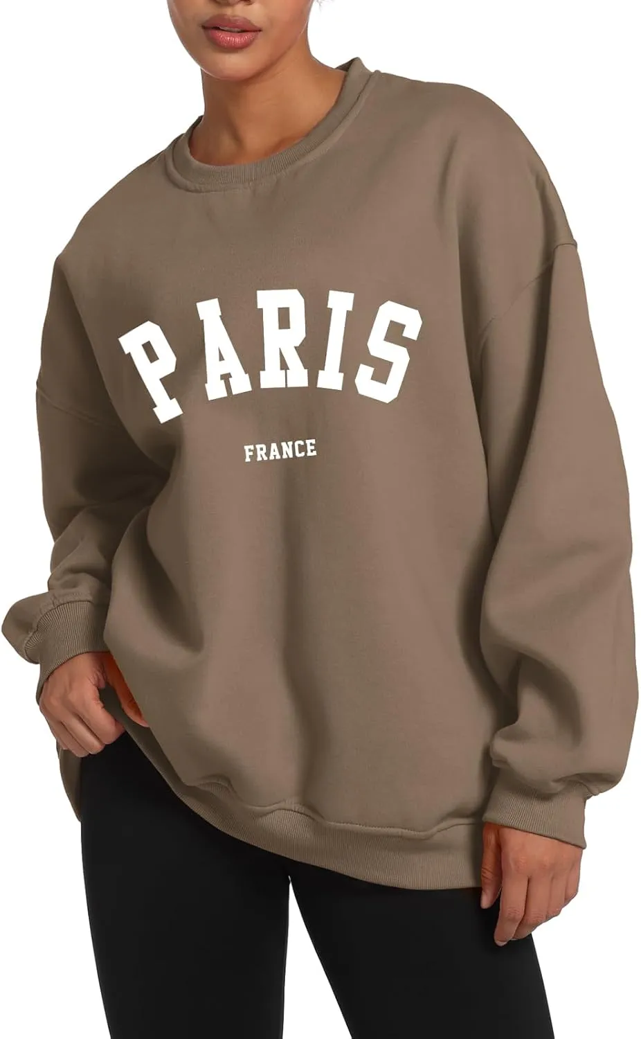 Tuislay Paris College Sweatshirt for Women Oversized Trendy Comfy Crewneck Sweatshirts Casual Graphic Pullover Tops Unisex