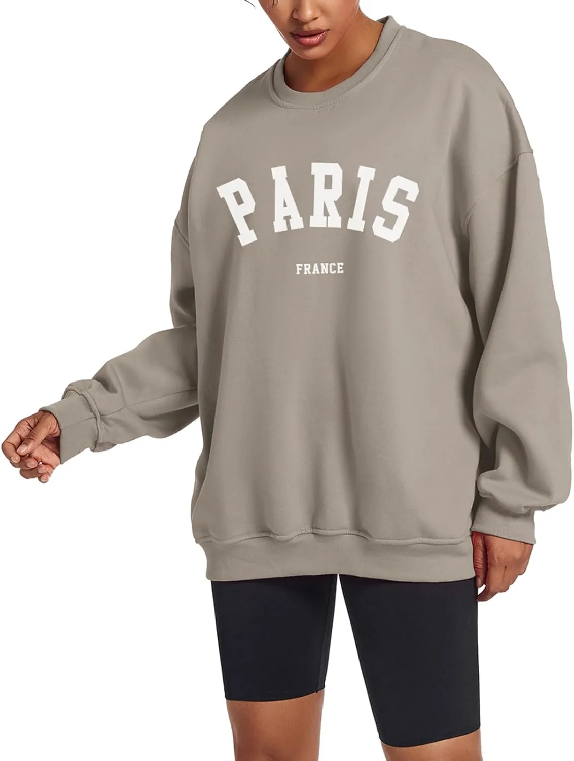 Tuislay Paris College Sweatshirt for Women Oversized Trendy Comfy Crewneck Sweatshirts Casual Graphic Pullover Tops Unisex