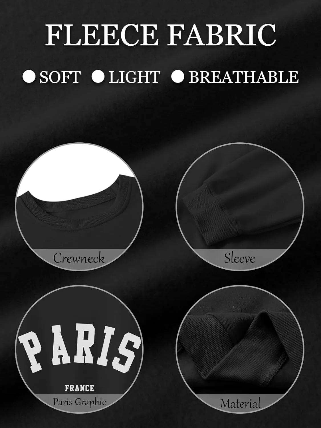 Tuislay Paris College Sweatshirt for Women Oversized Trendy Comfy Crewneck Sweatshirts Casual Graphic Pullover Tops Unisex