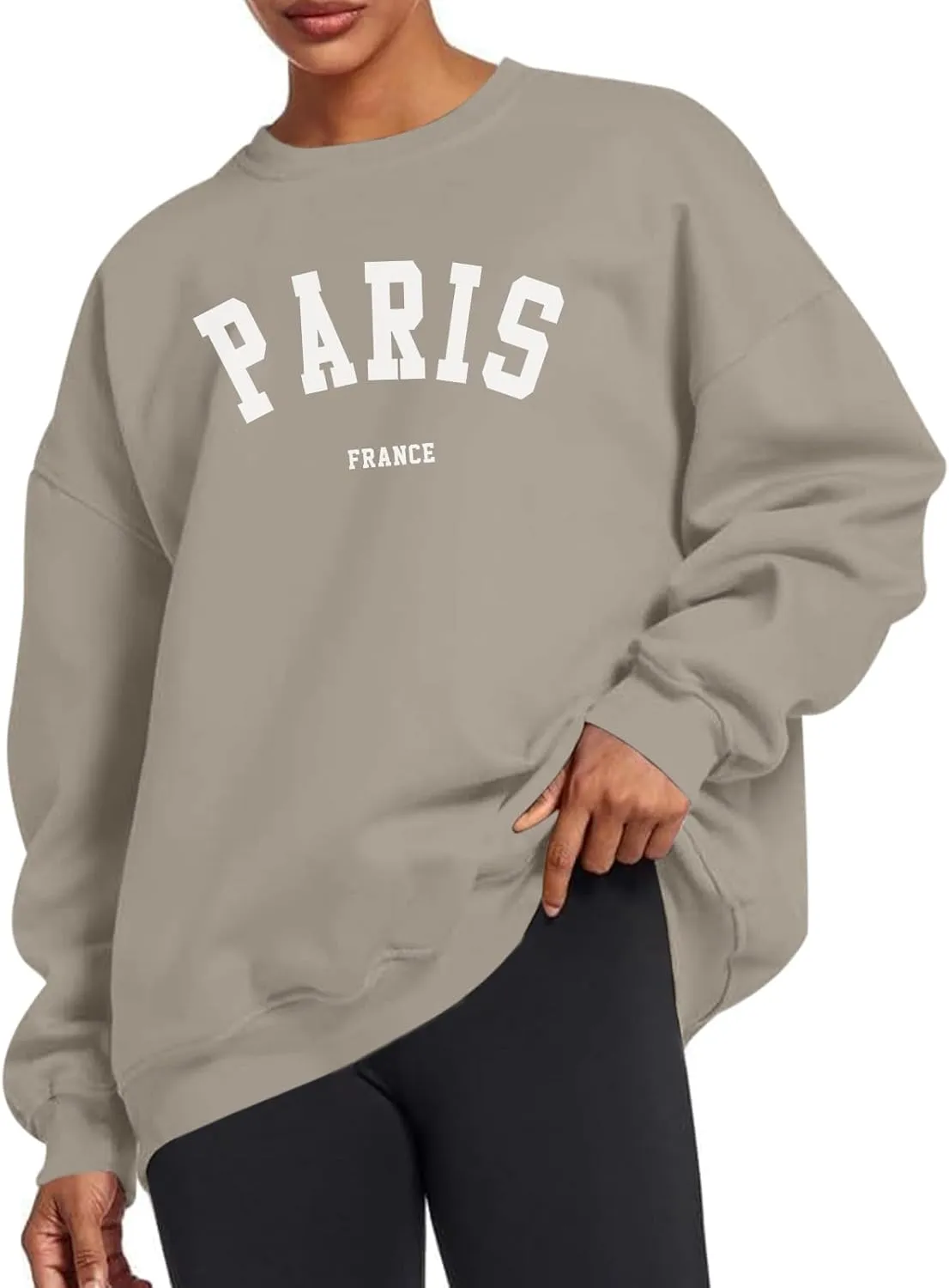 Tuislay Paris College Sweatshirt for Women Oversized Trendy Comfy Crewneck Sweatshirts Casual Graphic Pullover Tops Unisex