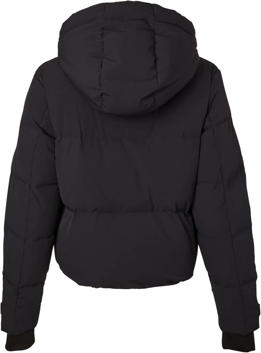 TUMI Women's Down-Filled Quilted Cropped Puffer Coat - Jacquard Collar Coat with Magnetic Closures & Storm Cuffs