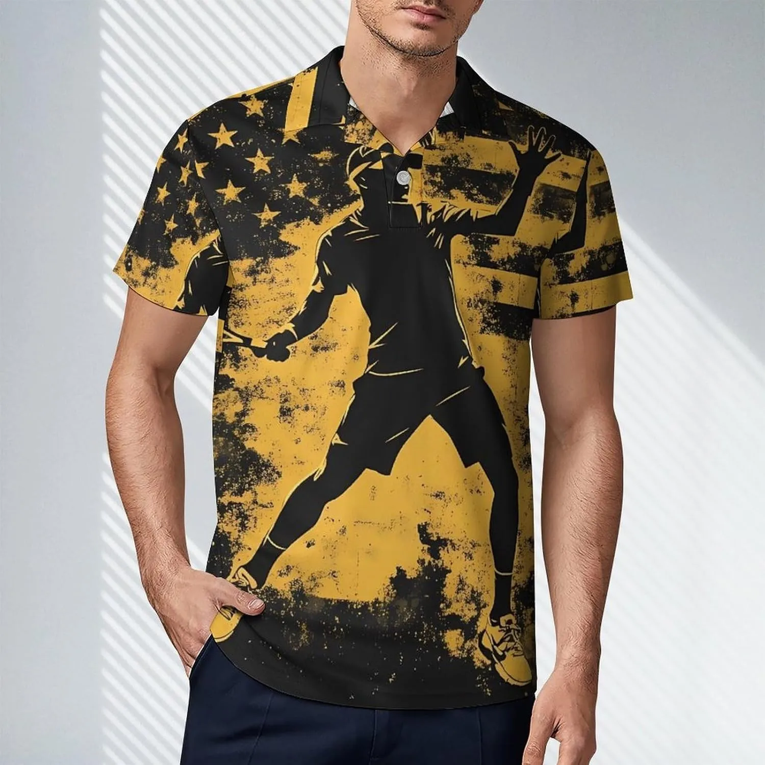 U.S. Tennis Open Player Men's Polo-Shirt Regular-Fit Short Sleeve Sports Quick Dry Golf Tennis T-Shirt