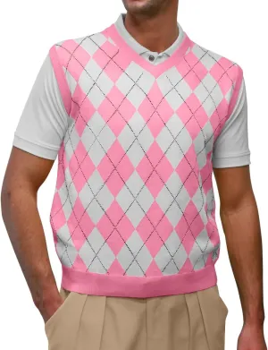 V-Neck Argyle Golf Sweater Vests - GolfKnickers: Mens - Pullover - (EE-6Z)