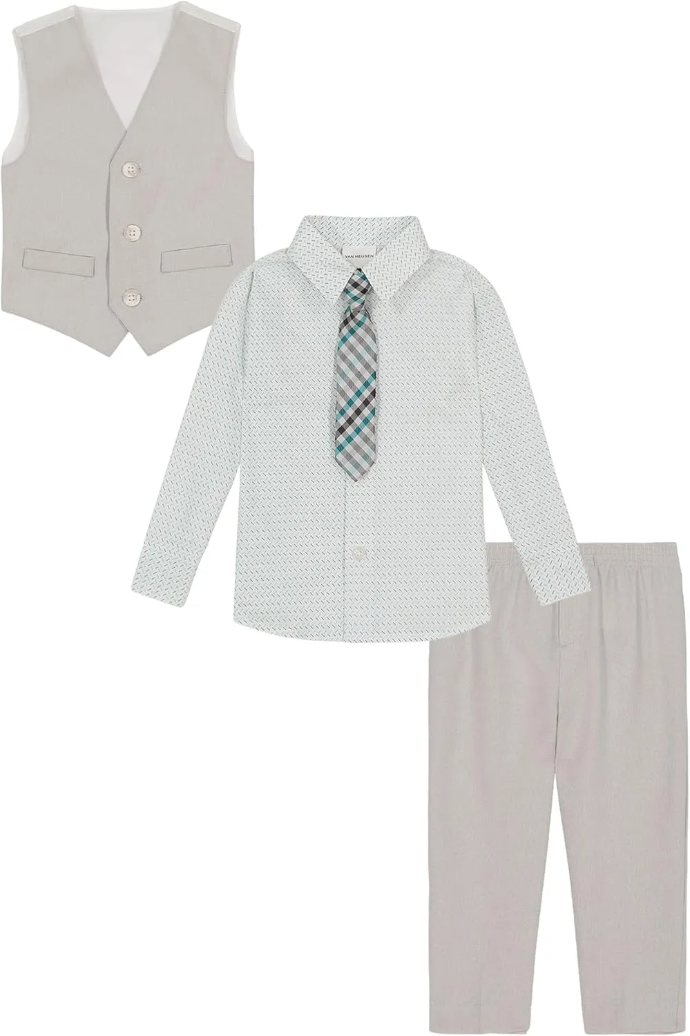 Van Heusen Baby Boys' 4-Piece Formal Set, Vest, Pants, Collared Dress Shirt, and Tie