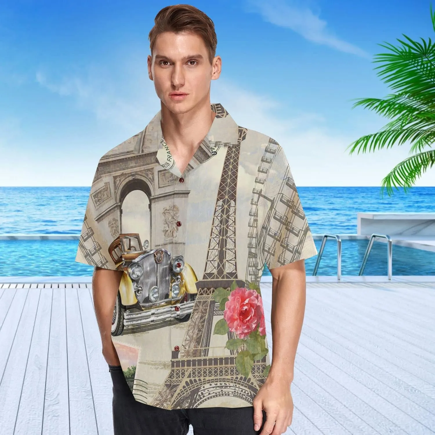 visesunny Hawaiian Bowling Shirts for Men Short Sleeve Regular Fit Summer Beach Casual Button Down Aloha Shirts S-3XL
