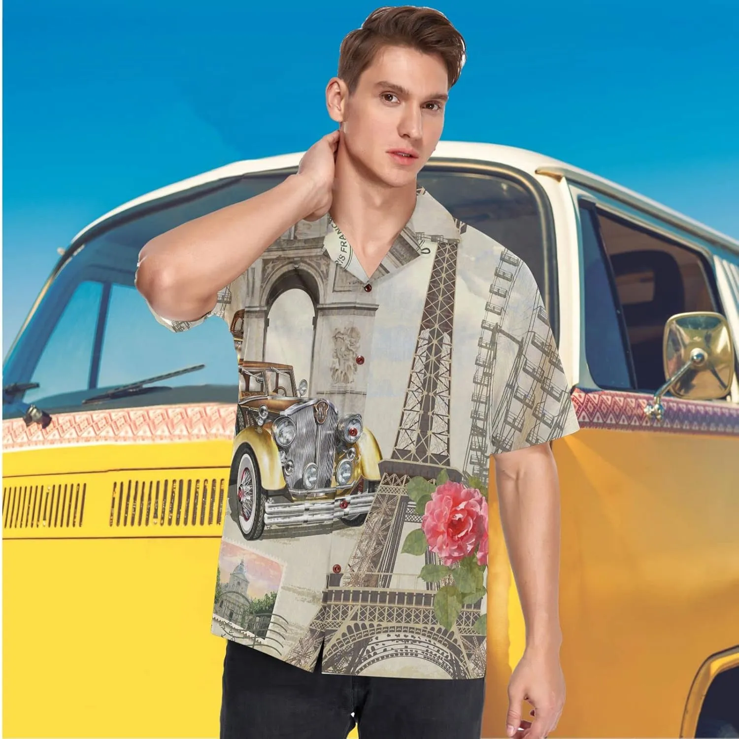 visesunny Hawaiian Bowling Shirts for Men Short Sleeve Regular Fit Summer Beach Casual Button Down Aloha Shirts S-3XL