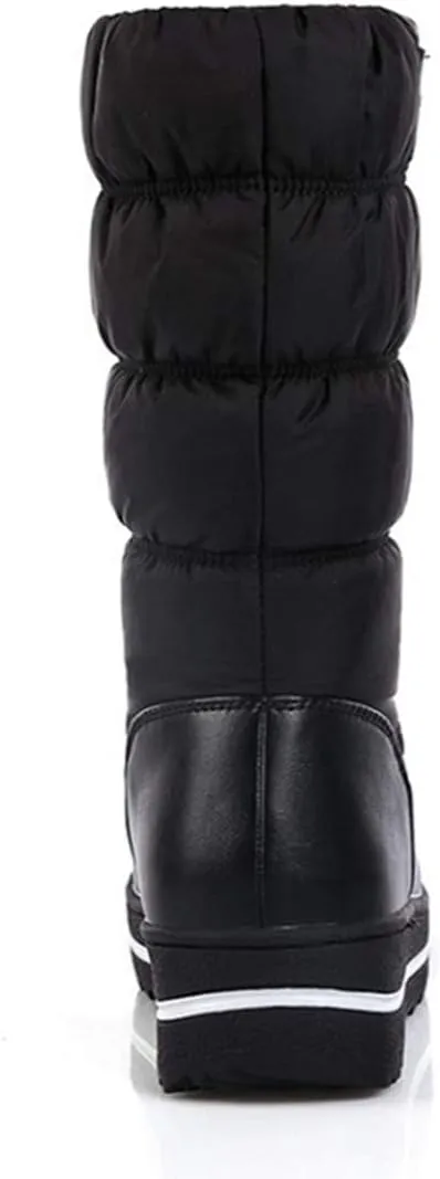 VOKLIN Women's Winter Mid Calf Snow Boots Waterproof Rain Platform Elastic Fur Lined Cold Weather Snow Boot