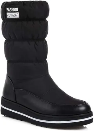 VOKLIN Women's Winter Mid Calf Snow Boots Waterproof Rain Platform Elastic Fur Lined Cold Weather Snow Boot
