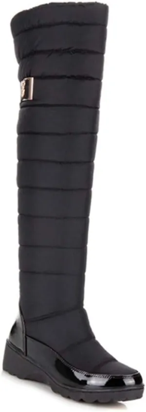 VOKLIN Women's Winter Over The Knee Thigh High Snow Boots Waterproof Rain Warm Fur Lined Wide Calf Snow Boot