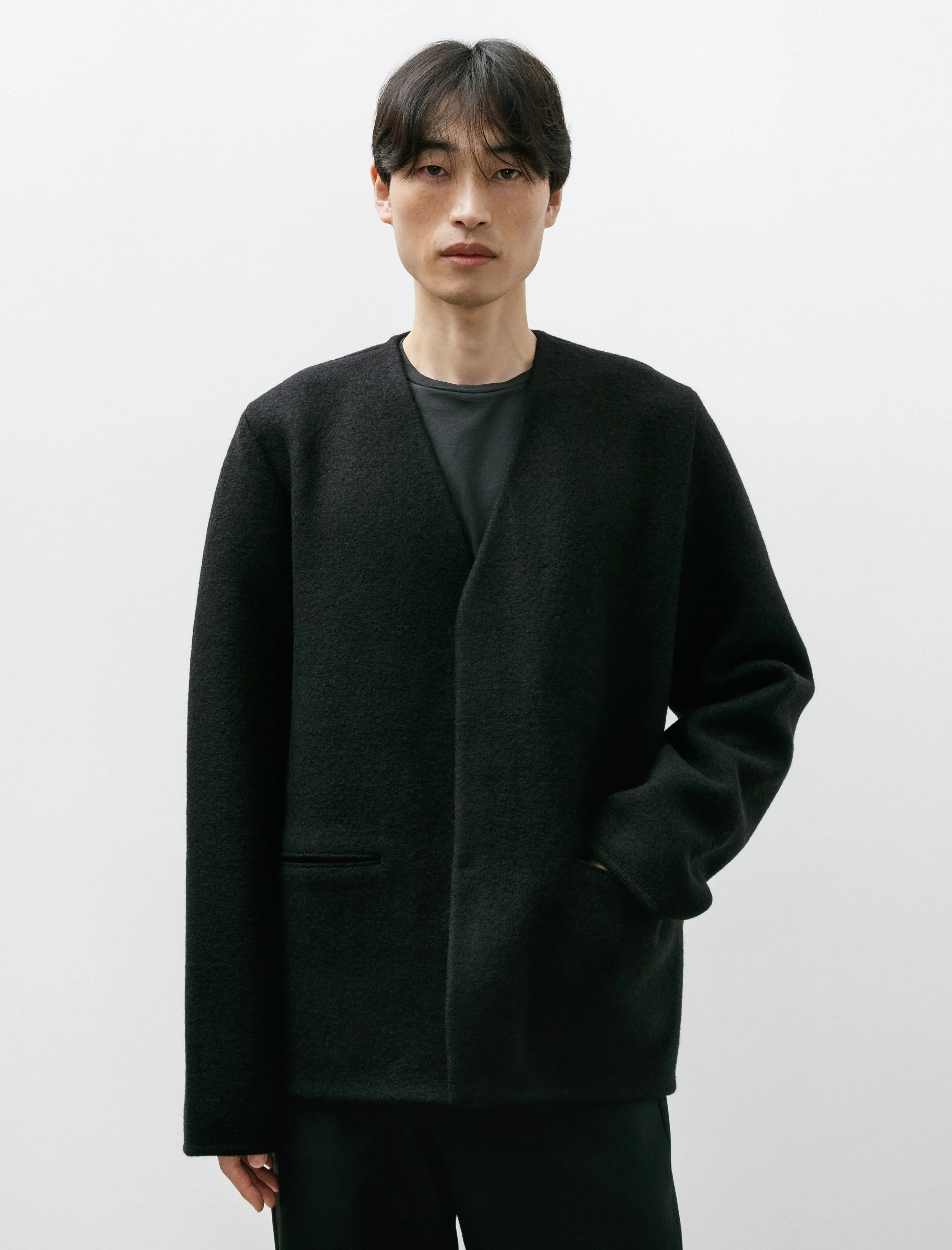 Walker Cardigan Black Felted Wool