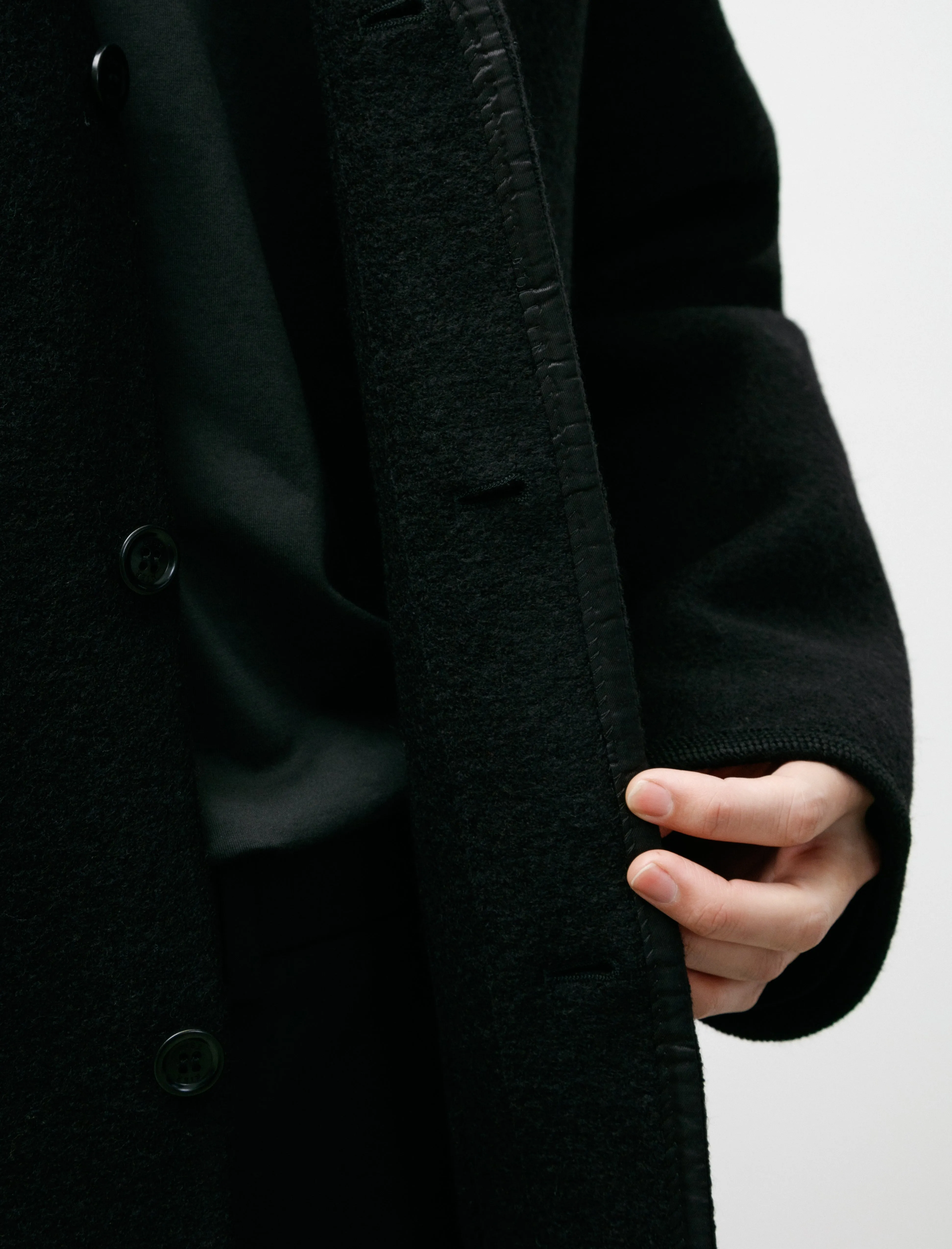 Walker Cardigan Black Felted Wool