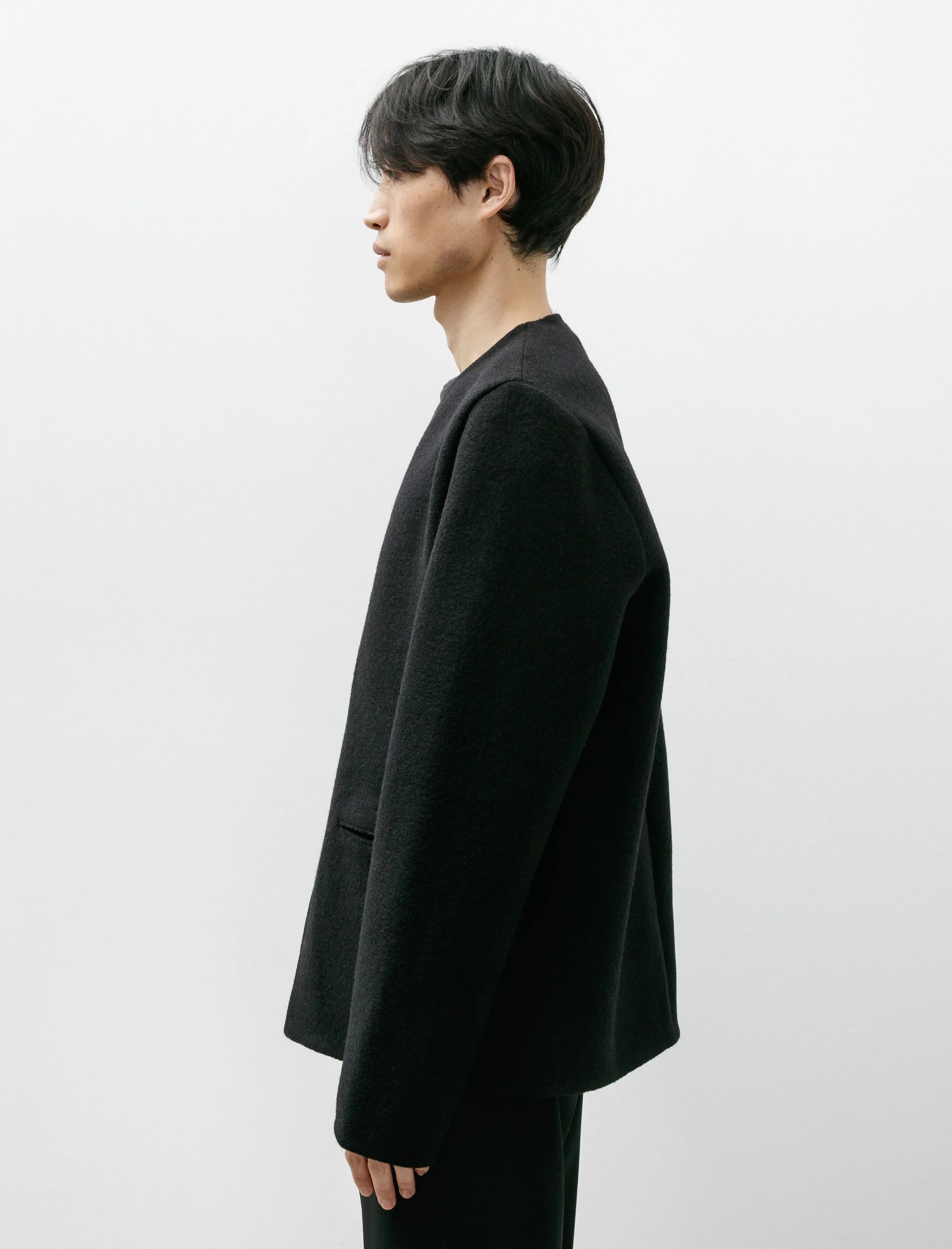 Walker Cardigan Black Felted Wool