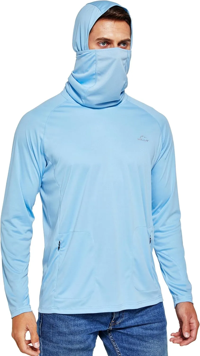 Willit Men's Sun Protection Hoodie UPF 50  Fishing Hiking Shirt Long Sleeve SPF UV Shirt Rash Guard Lightweight