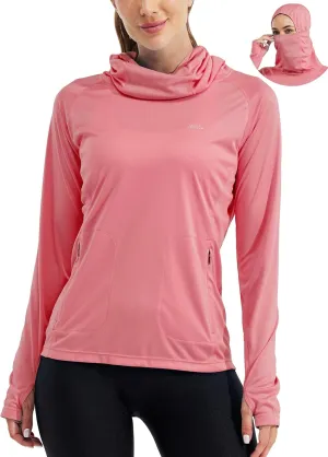 Willit Women's Sun Protection Hoodie UPF 50  Fishing Hiking Shirt Long Sleeve SPF Shirt with Face Mask Lightweight