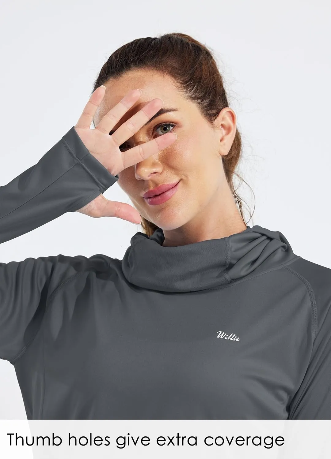 Willit Women's Sun Protection Hoodie UPF 50  Fishing Hiking Shirt Long Sleeve SPF Shirt with Face Mask Lightweight