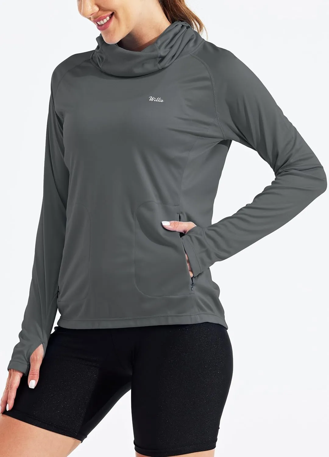 Willit Women's Sun Protection Hoodie UPF 50  Fishing Hiking Shirt Long Sleeve SPF Shirt with Face Mask Lightweight