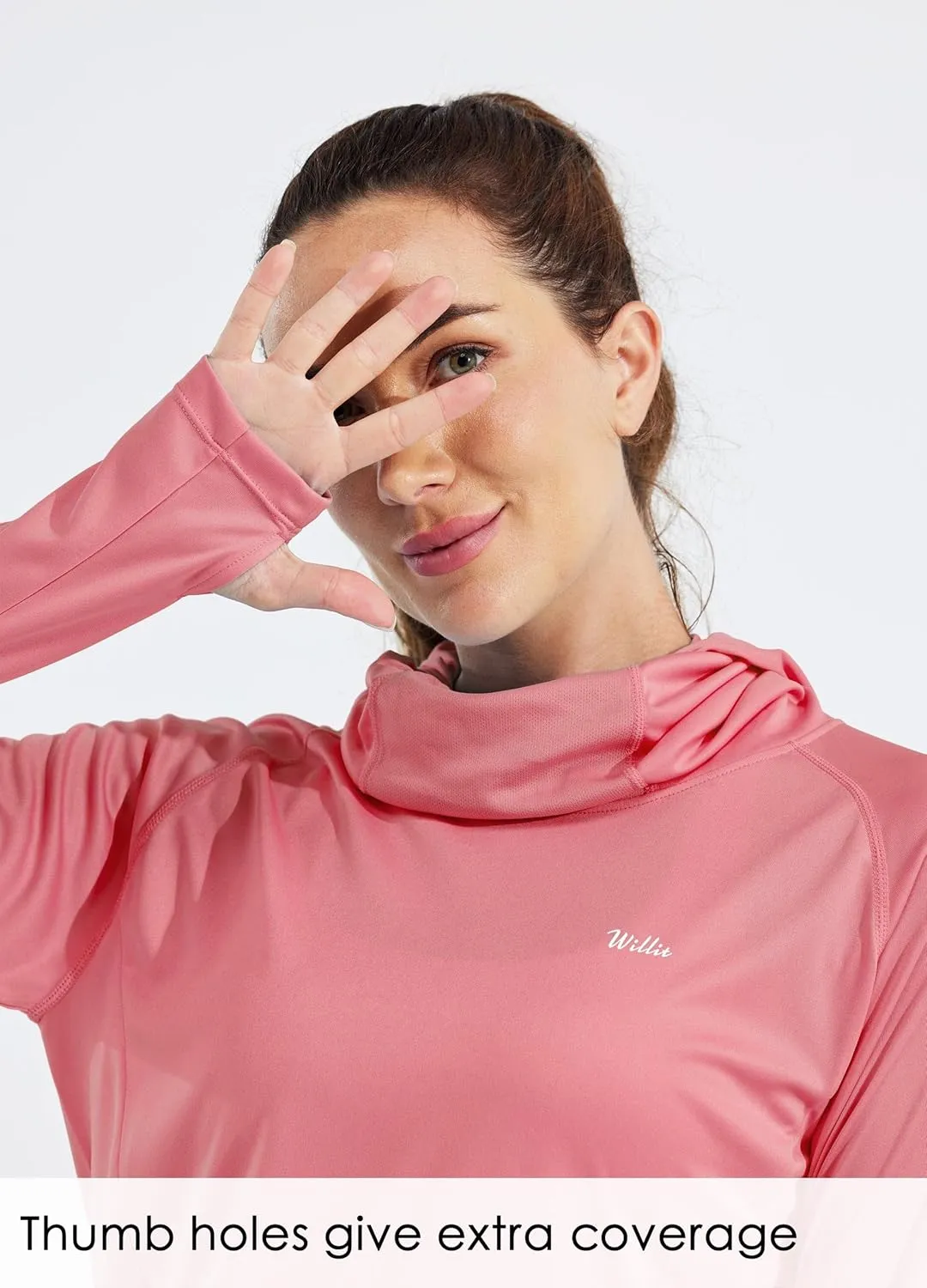 Willit Women's Sun Protection Hoodie UPF 50  Fishing Hiking Shirt Long Sleeve SPF Shirt with Face Mask Lightweight