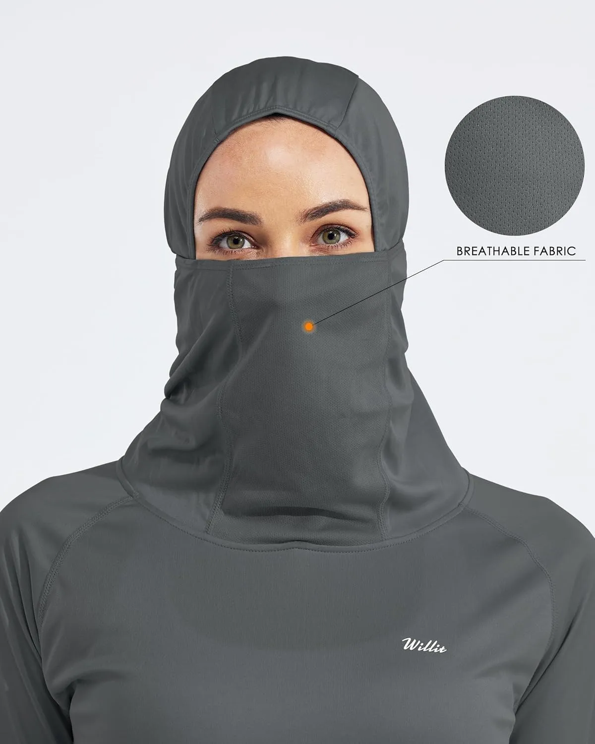 Willit Women's Sun Protection Hoodie UPF 50  Fishing Hiking Shirt Long Sleeve SPF Shirt with Face Mask Lightweight
