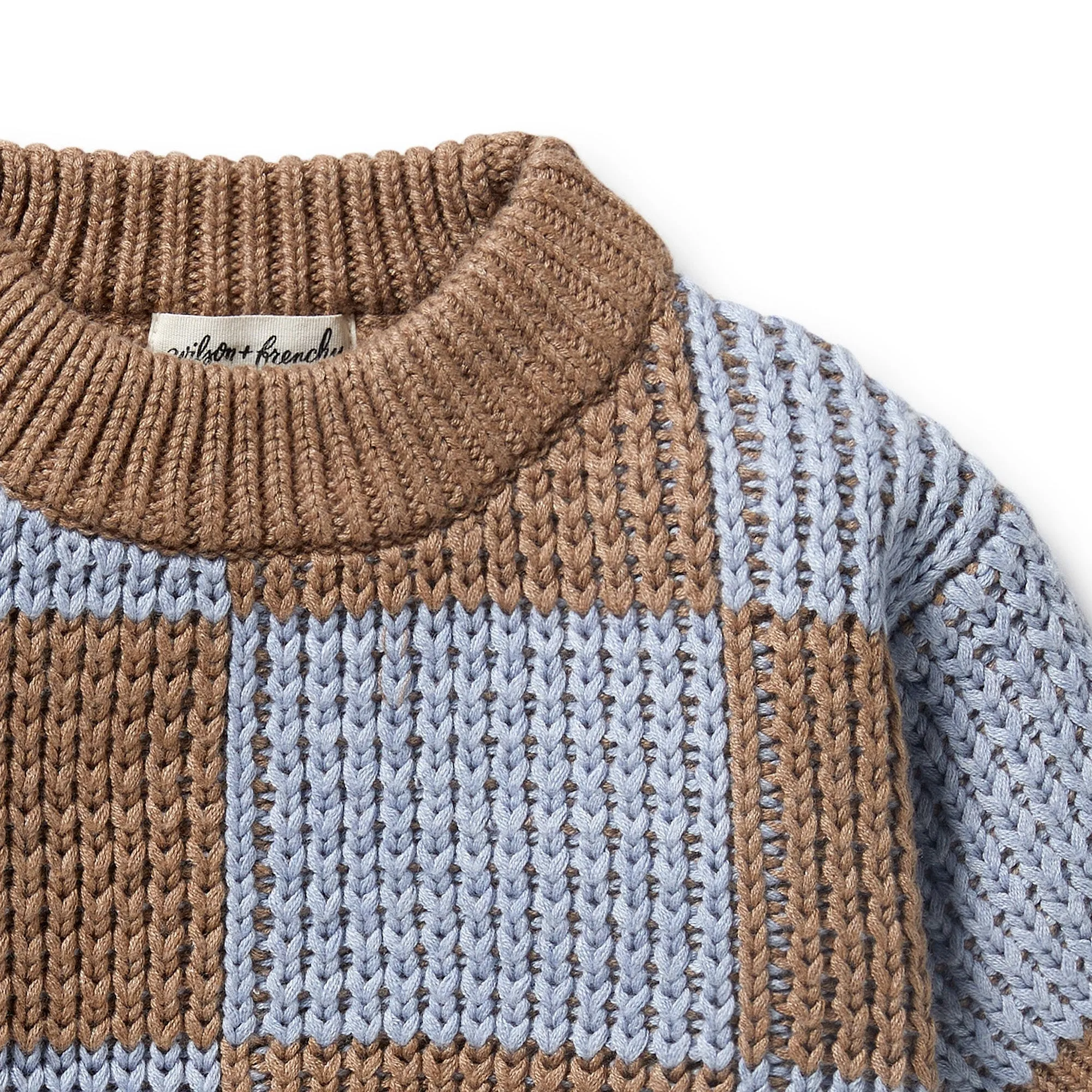 Wilson & Frenchy - Coco Blue Speckle Organic Knitted Check Jumper