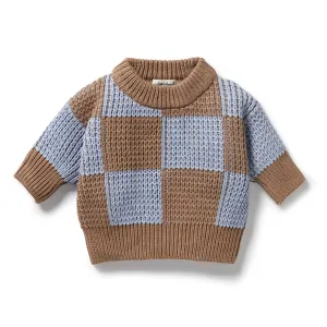 Wilson & Frenchy - Coco Blue Speckle Organic Knitted Check Jumper