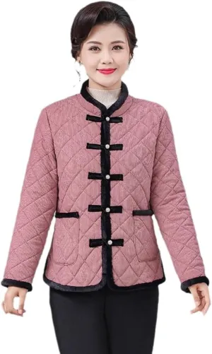 Winter Chinese Style Vintage Fleece-Lined Cotton Padded Warm Thickened Coat