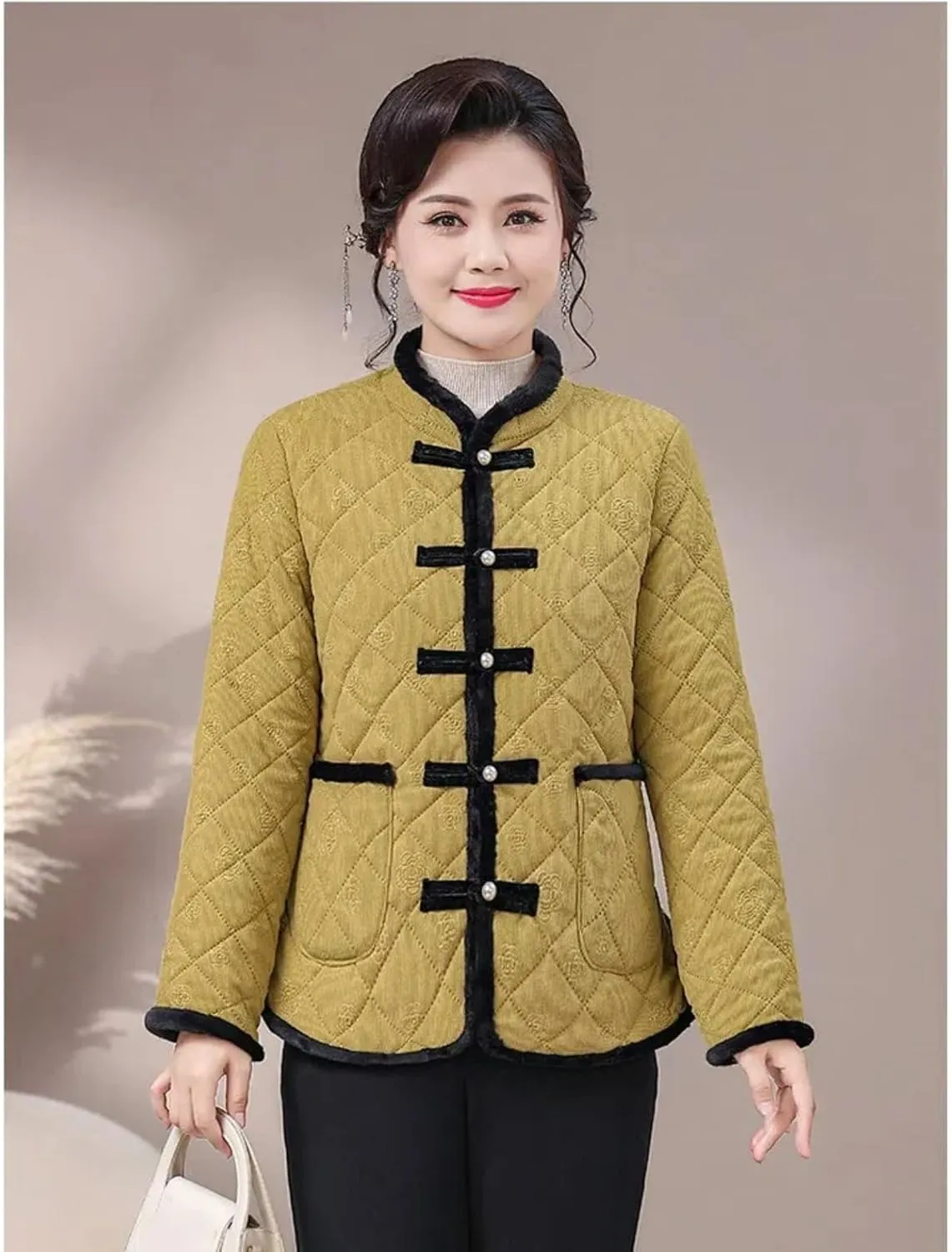 Winter Chinese Style Vintage Fleece-Lined Cotton Padded Warm Thickened Coat