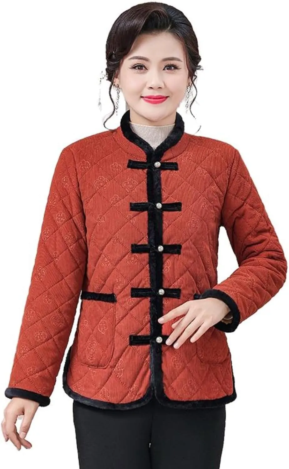 Winter Chinese Style Vintage Fleece-Lined Cotton Padded Warm Thickened Coat
