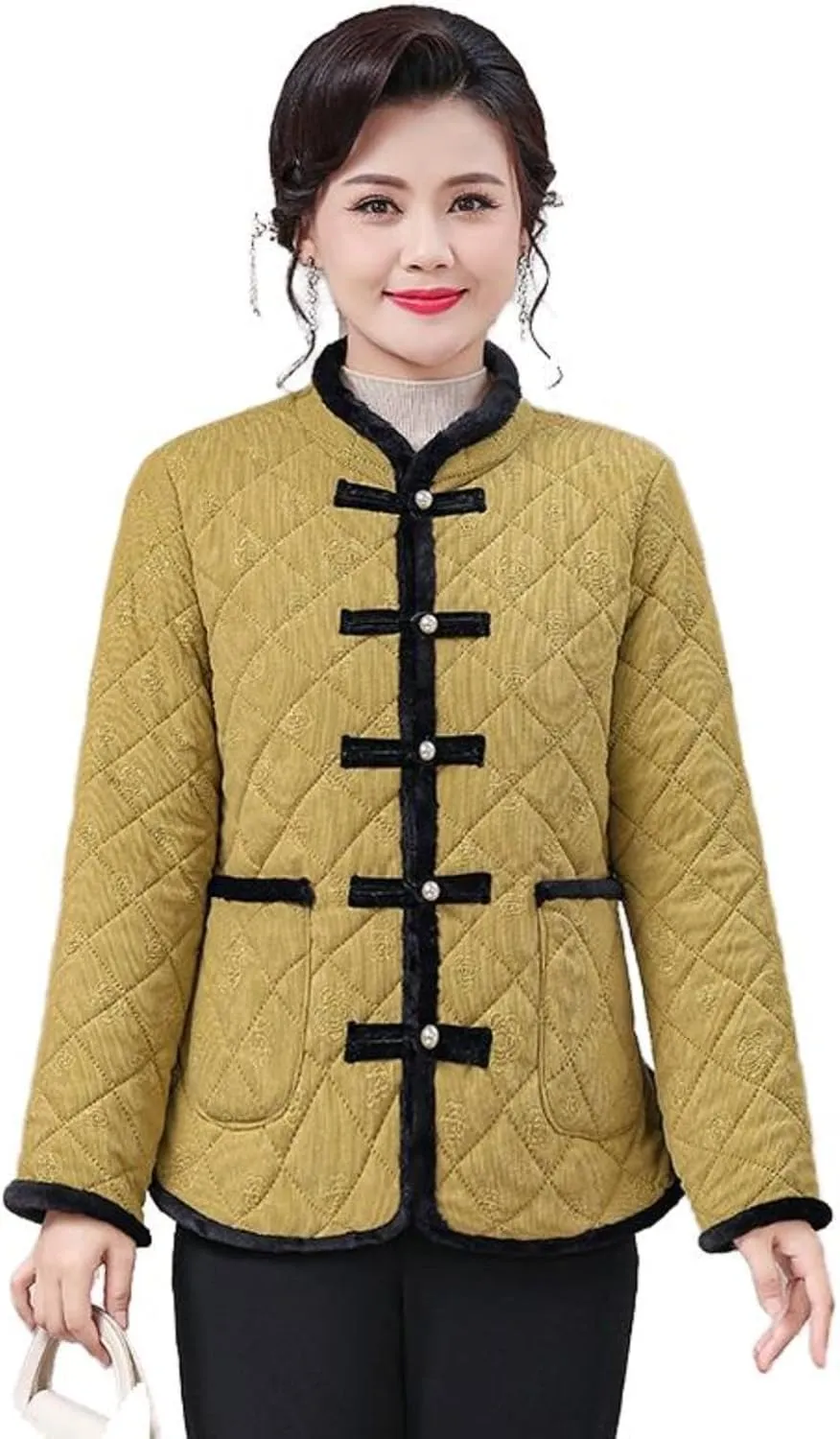 Winter Chinese Style Vintage Fleece-Lined Cotton Padded Warm Thickened Coat