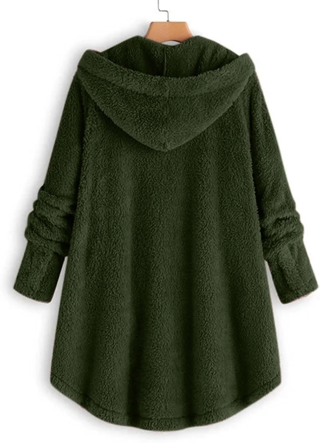 Winter Coats for Women 2024 Loose Plush Solid Color Single Breasted Pocket Hood Zipper Up Jacket