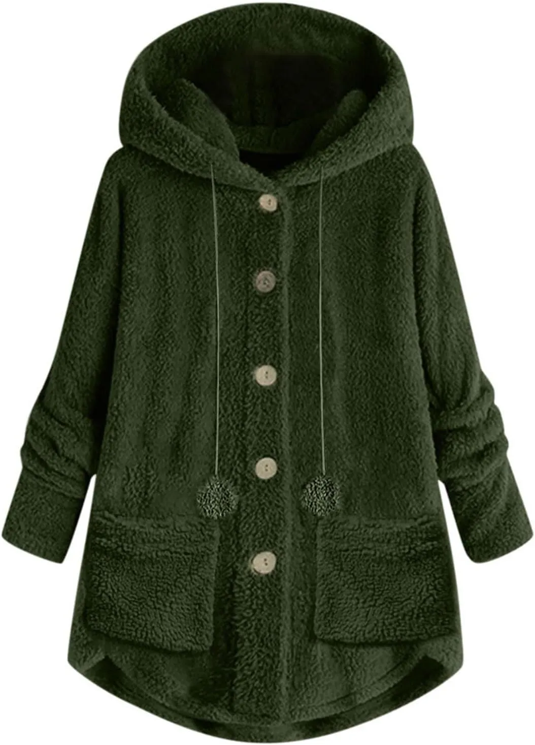Winter Coats for Women 2024 Loose Plush Solid Color Single Breasted Pocket Hood Zipper Up Jacket
