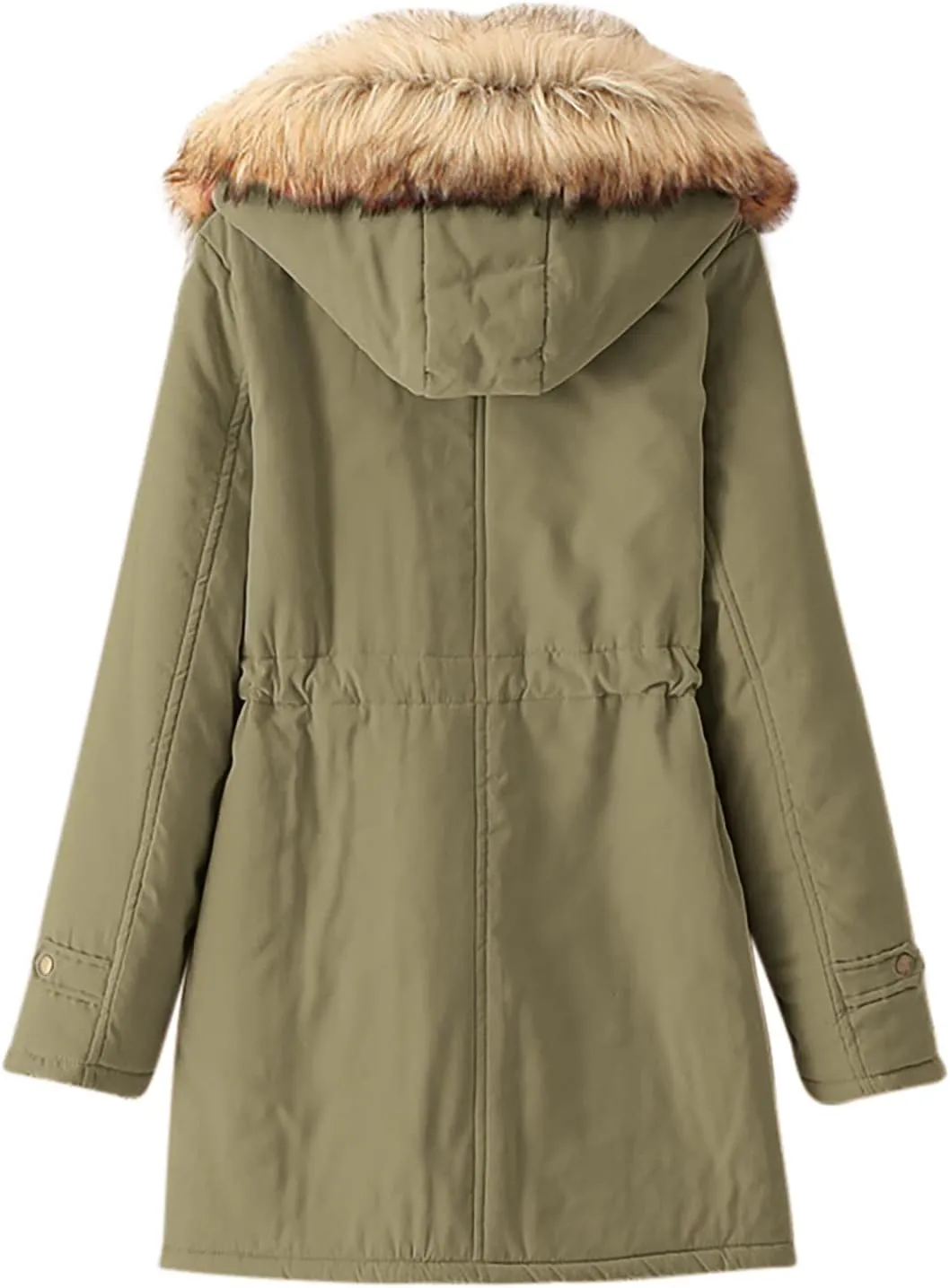 Winter Coats for Women 2024 Waterproof Warm Parka Jacket Mid Length Thick Fleece Lined Trench Coat with Faux Fur Hood