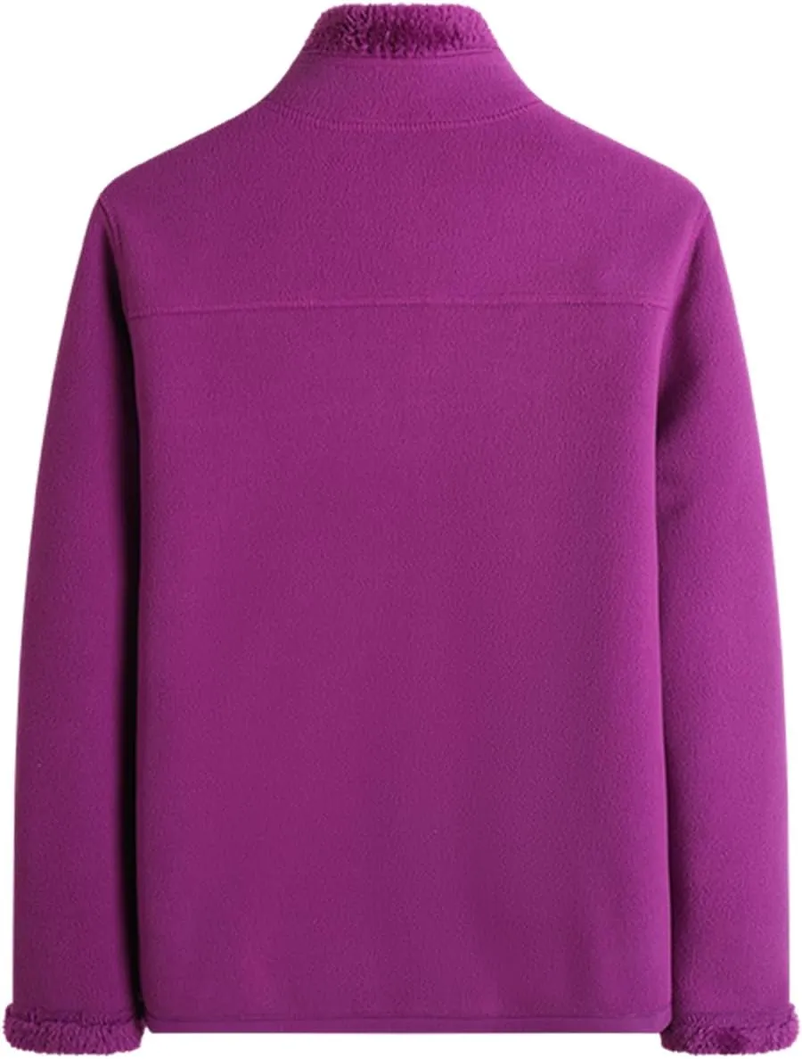 Winter Coats for Women Casual Fashion Comfortable Loose Warm Plus Velvet Double Sided Stand Collar Fleece Jacket