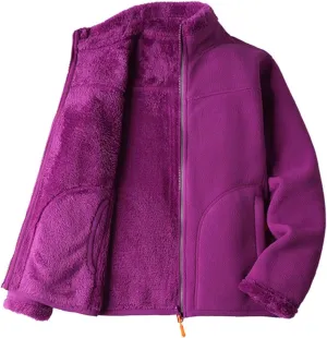 Winter Coats for Women Casual Fashion Comfortable Loose Warm Plus Velvet Double Sided Stand Collar Fleece Jacket