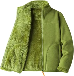 Winter Coats for Women Casual Fashion Comfortable Loose Warm Plus Velvet Double Sided Stand Collar Fleece Jacket