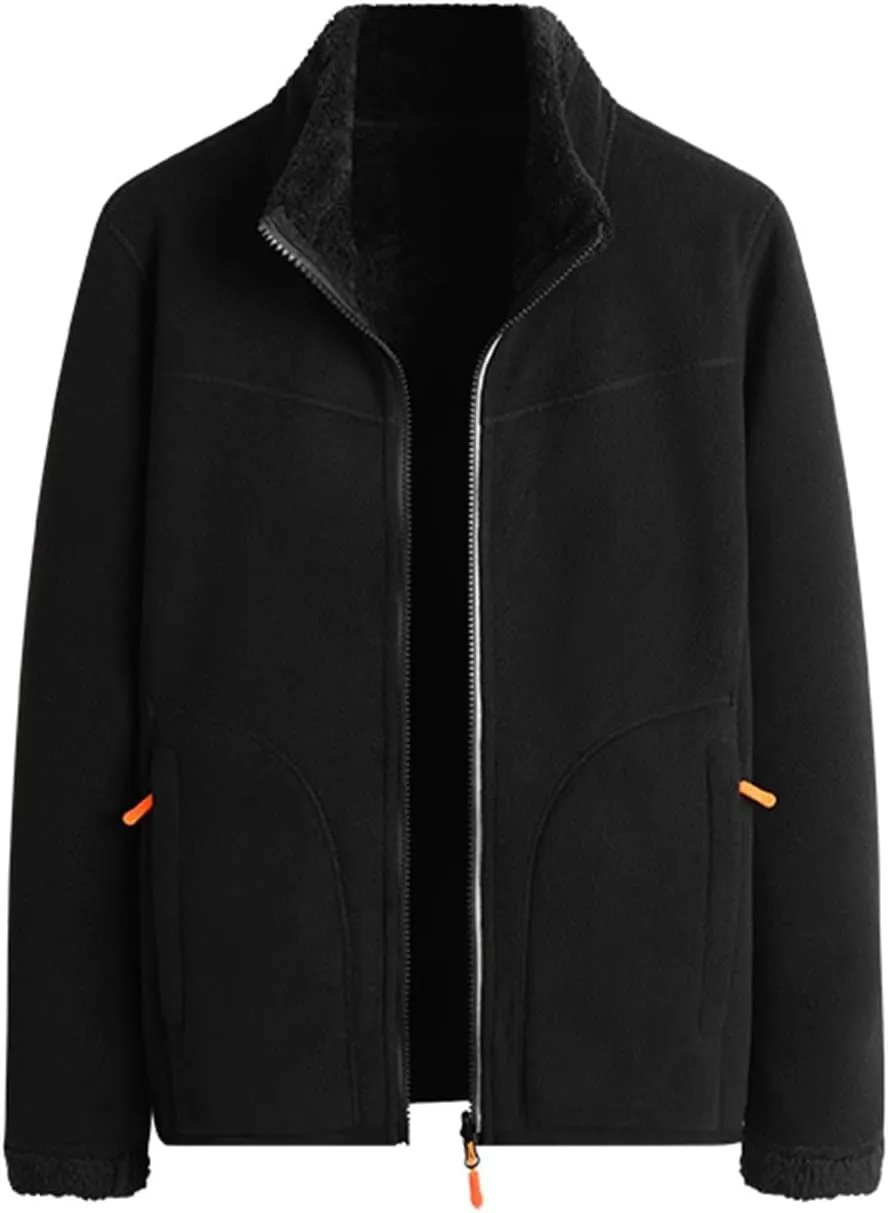 Winter Coats for Women Casual Fashion Comfortable Loose Warm Plus Velvet Double Sided Stand Collar Fleece Jacket