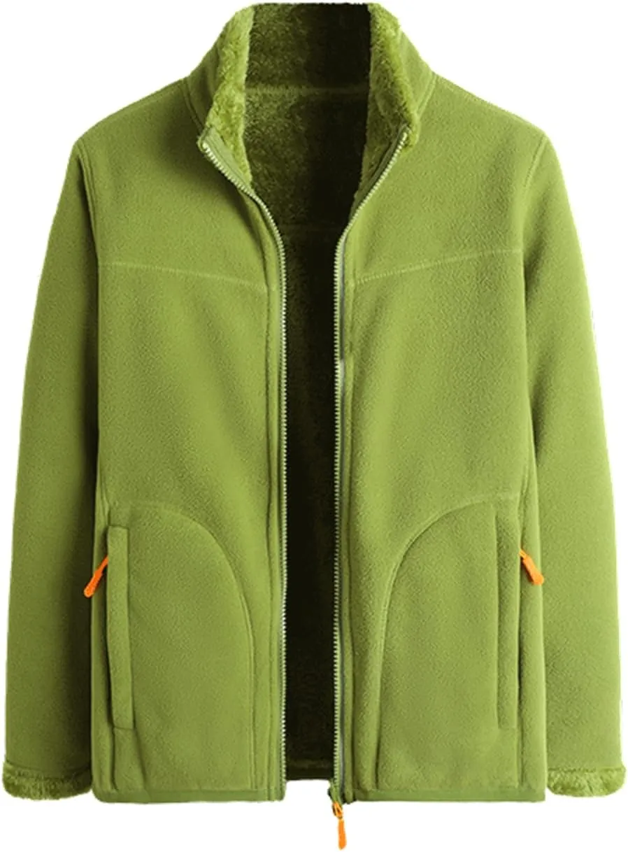 Winter Coats for Women Casual Fashion Comfortable Loose Warm Plus Velvet Double Sided Stand Collar Fleece Jacket