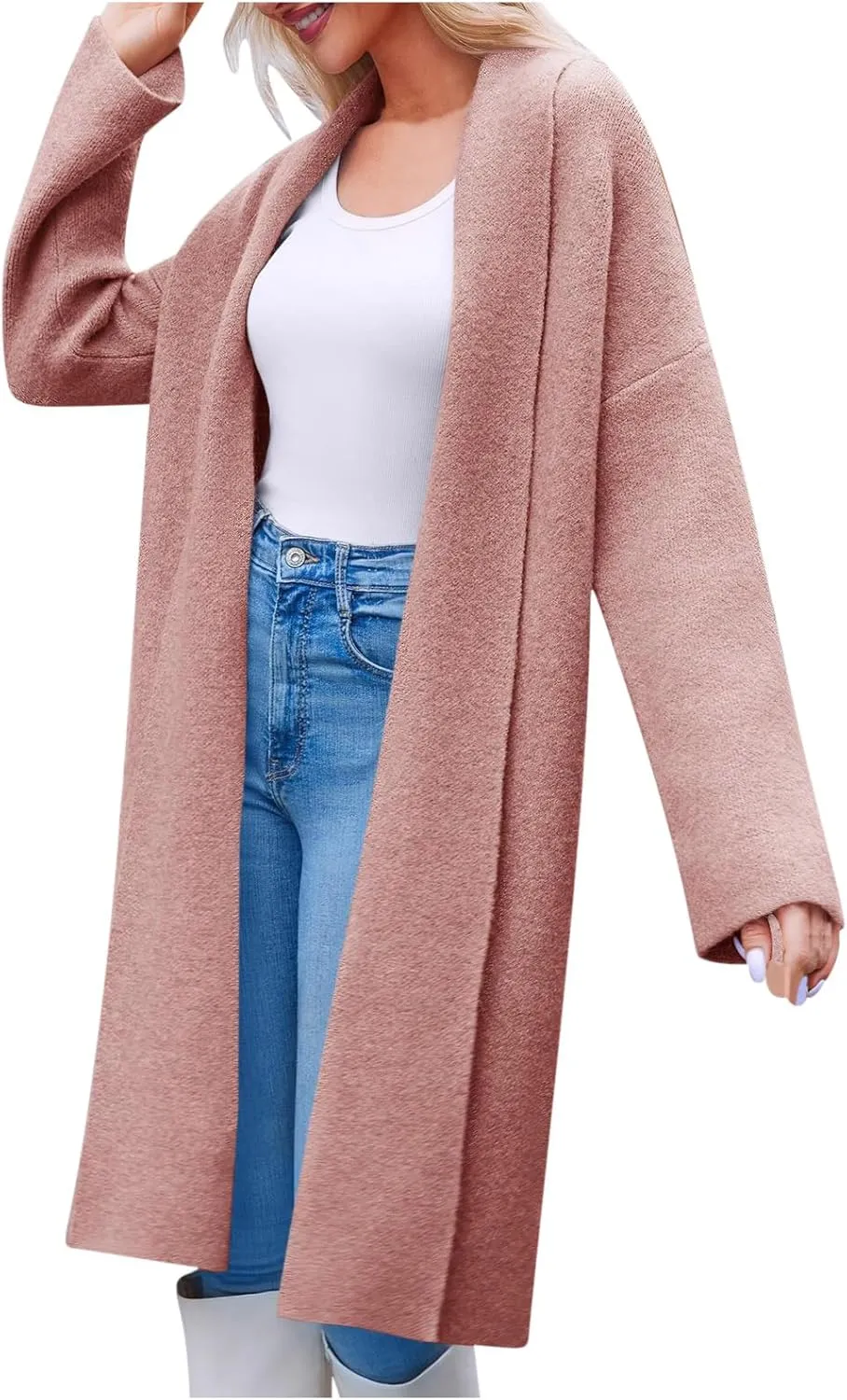 Winter Coats for Women Woolen Trench Coat Chunky Open Front Long Cardigan Slouchy Knit Fall Trendy Coatigan Jackets