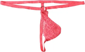 wodceeke Men's Sexy G-String Lace Thongs Pouch Sissy Lingerie T-Back Briefs See Through Underwear for Sex Naughty
