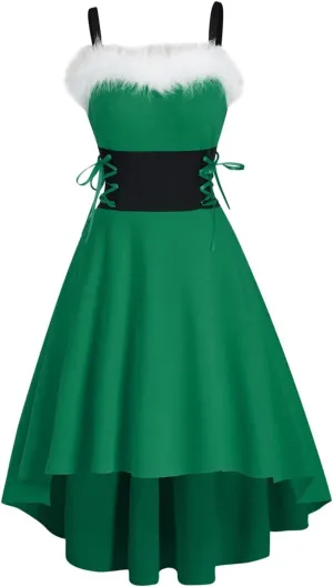 Women Off Shoulder Dress Christmas Solid Color Plush Collar High Waisted Vintage Dressy Asymmetrical Tunic Dress