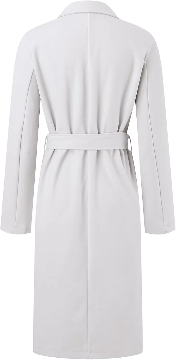 Women Slim Fit Long Overcoat Windbreaker Trench Coat Casual Lapel Open Front Cardigan Long Outwear Winter Warm Jacket