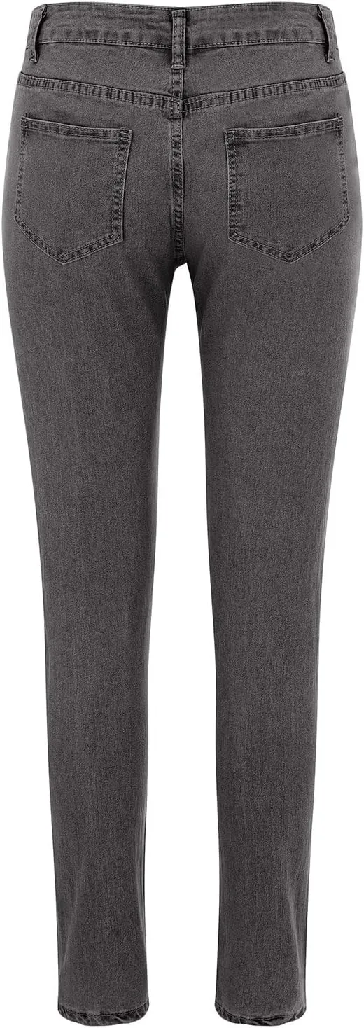 Women Slim High Waist Pencil Pants Button Sexy Skinny Jeans Pants with Pockets Trendy Comfy Stretchy Denim Trousers