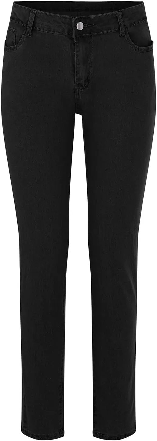 Women Slim High Waist Pencil Pants Button Sexy Skinny Jeans Pants with Pockets Trendy Comfy Stretchy Denim Trousers