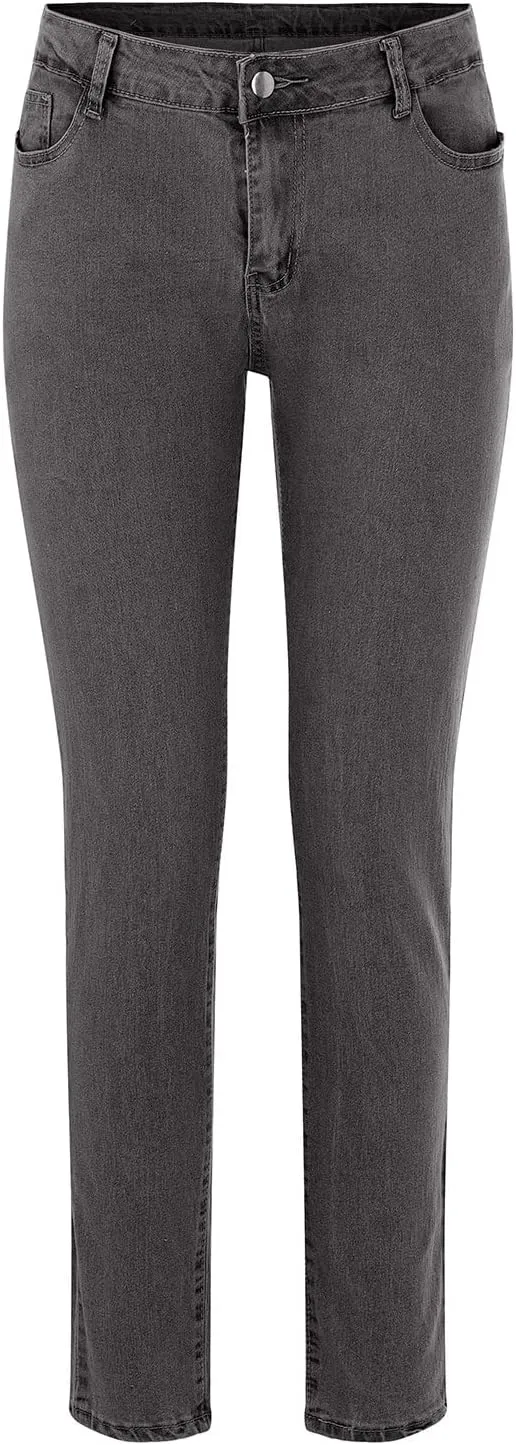 Women Slim High Waist Pencil Pants Button Sexy Skinny Jeans Pants with Pockets Trendy Comfy Stretchy Denim Trousers