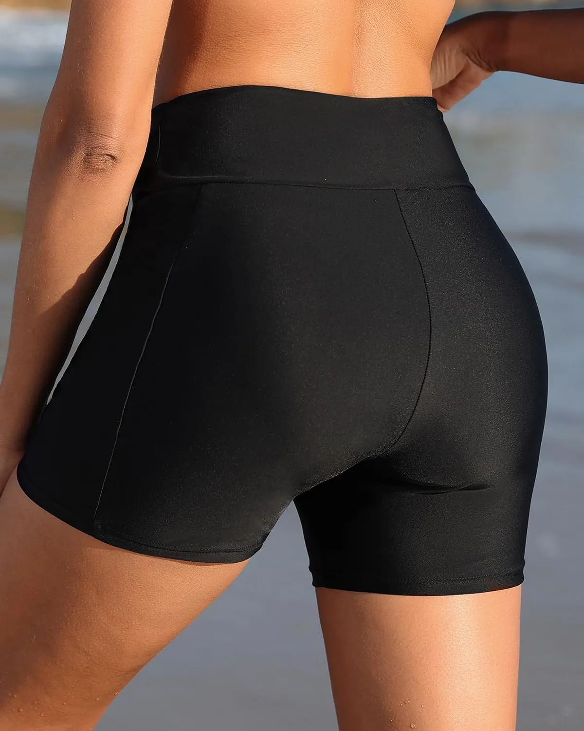 Women Swim Shorts - 4" High Waisted Swimsuit Bottoms Tummy Control 2025 Boy Shorts with Pocket
