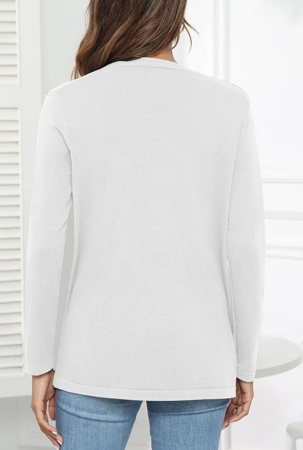 Womens 2024 Opening Cardigan Sweater Lightweight Cardigan Sweater Coat with Pocket Office Coat